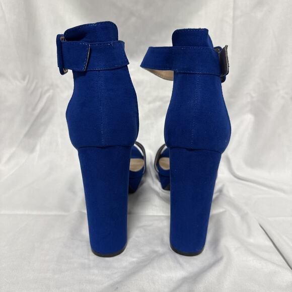 NEW! DREAM PAIRS Women's Hi-Lo Open Toe Dress Heels Pump Sandal Size 11, Blue - Picture 2 of 11